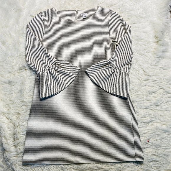 J. Crew Womens Knit A Line Striped Peplum Sleeve Black Ivory Dress Size Large - Picture 2 of 11